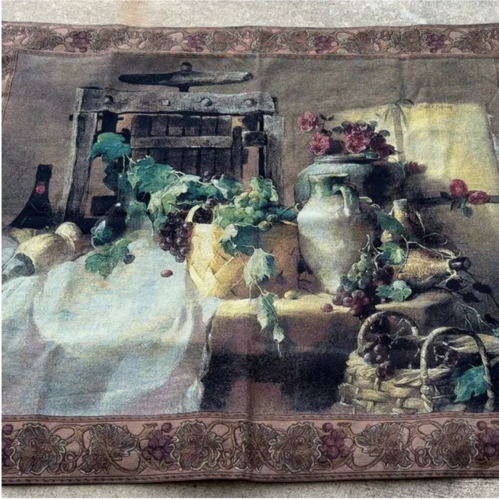 Vintage Style Wall Tapestry with Brown and Green Accents